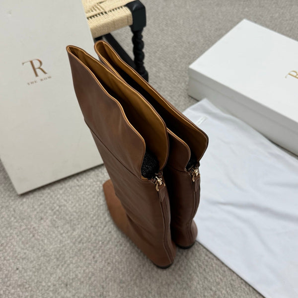 The Row Slouch Over-The-Knee Boots 35mm Brown Calfskin 429129