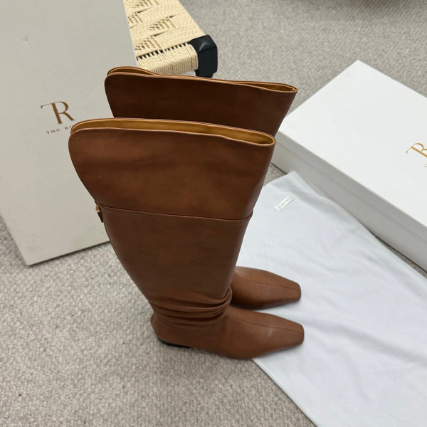 The Row Slouch Over-The-Knee Boots 35mm Brown Calfskin 429129