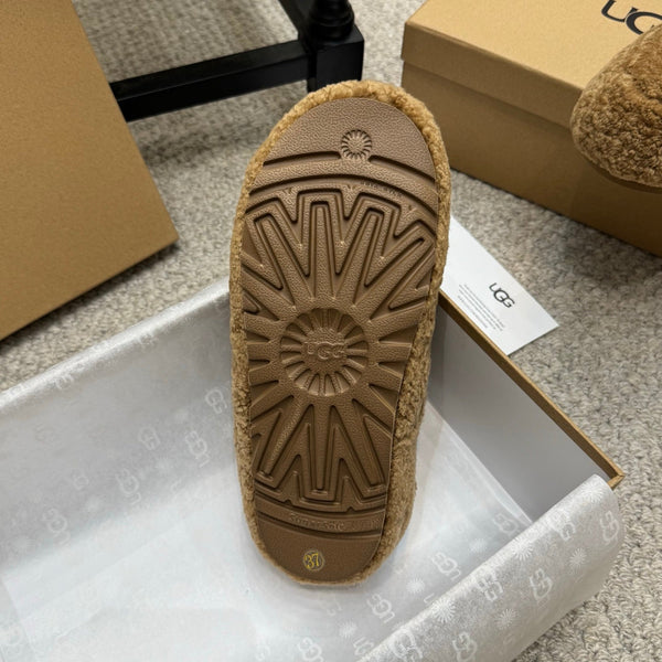 UGG Logo Mary Jane Flat Brown Wool 523103