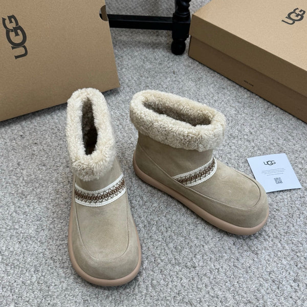 UGG 25ss Ankle Boots Taupe Sheep Fur Suede 523105