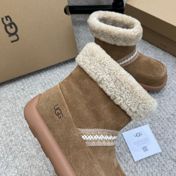 UGG 25ss Ankle Boots Brown Sheep Fur Suede 523106