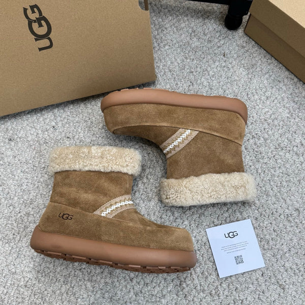 UGG 25ss Ankle Boots Brown Sheep Fur Suede 523106
