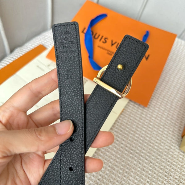 CINTURA REVERSIBILE LV CIRCLE 25MM IN PELLE DI VITELLO DAMIER MARRONE CON FERRAMENTA ORO