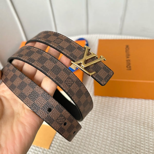 LV ICONIC 25 MM IN PELLE DI VITELLO DAMIER MARRONE CON FERRAMENTA ORO