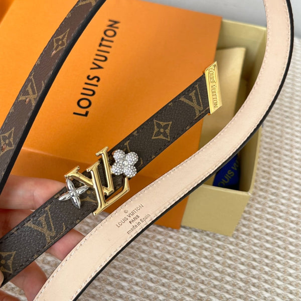 CINTURA REVERSIBILE LV GRAM 20 MM MONOGRAM IN PELLE DI VITELLO MARRONE CON FERRAMENTA ORO