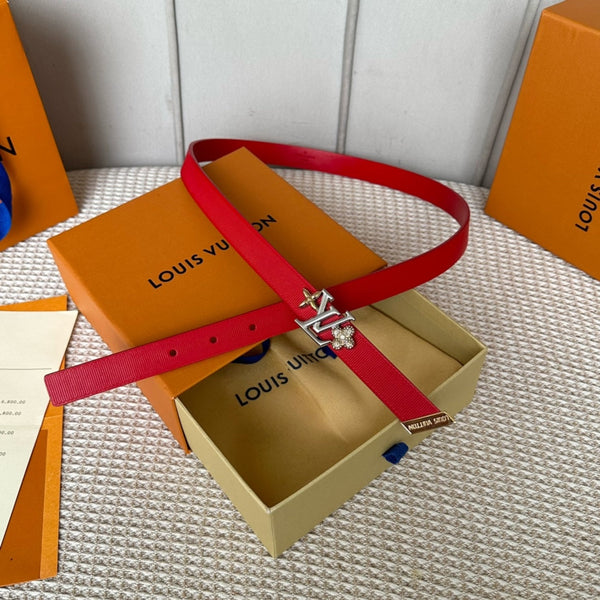 CINTURA REVERSIBILE LV GRAM 20 MM IN PELLE DI VITELLO ROSSO CILIEGIA E FERRAMENTA IN ARGENTO