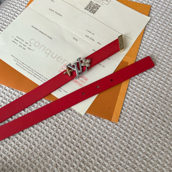 CINTURA REVERSIBILE LV GRAM 20 MM IN PELLE DI VITELLO ROSSO CILIEGIA E FERRAMENTA IN ARGENTO