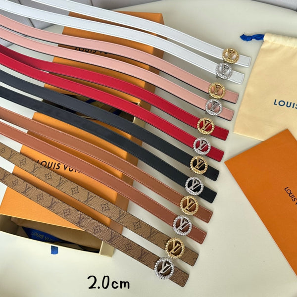 LV Circle Nautical 20mm Reversible Belt Gold Buckle Pink Brown Lambskin