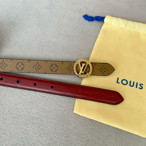 LV S-LOCK BELT 20 MM IN CHERRY RED CALFSKIN AND CIRCLE GOLD HARDWARE