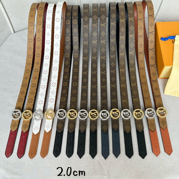 LV Circle Nautical 20mm Reversible Belt Silver Buckle Black Brown Lambskin