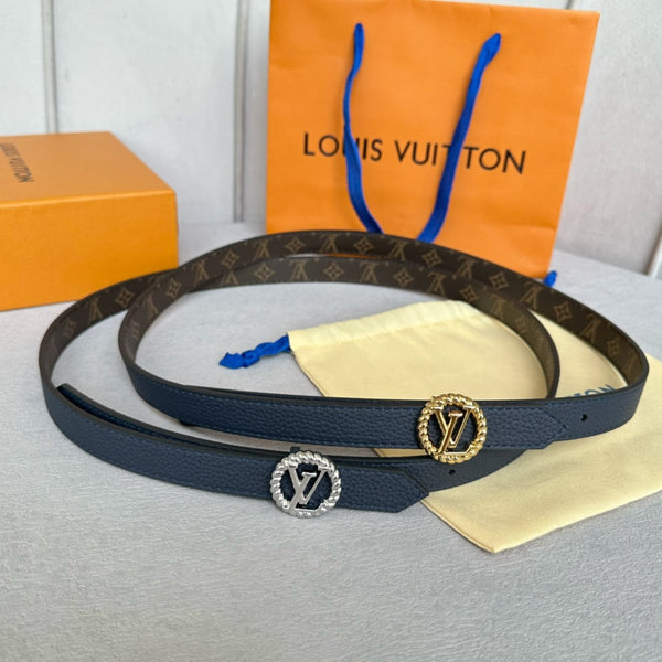 LV S-LOCK BELT 20 MM IN NAVY BLUE CALFSKIN AND CIRCLE GOLD HARDWARE