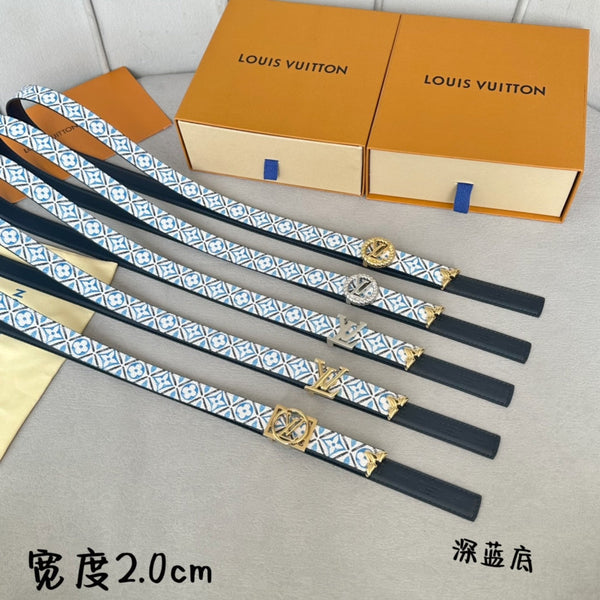 CINTURA REVERSIBILE PRETTY LV 20MM IN PELLE DI VITELLO BIANCA E BLU CON FERRAMENTA ORO