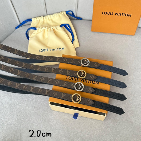 Cintura reversibile LV Circle 20mm con fibbia dorata, pelle marrone blu navy