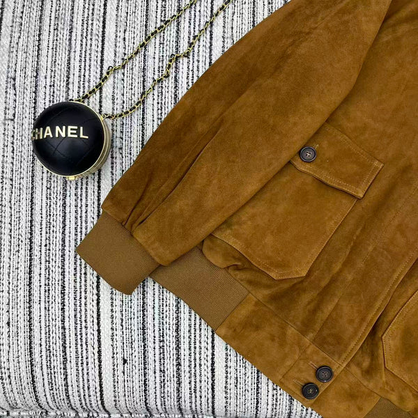 Miu Miu 25 Suede Jacket Brown Yellow 302349