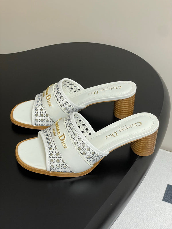 CD 25 D-Lane Heeled Slide Calfskin