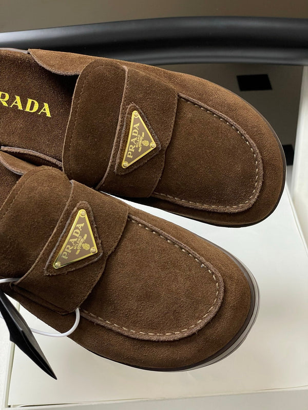 Prada 25 Mule Brown Cowhide Suede 247793