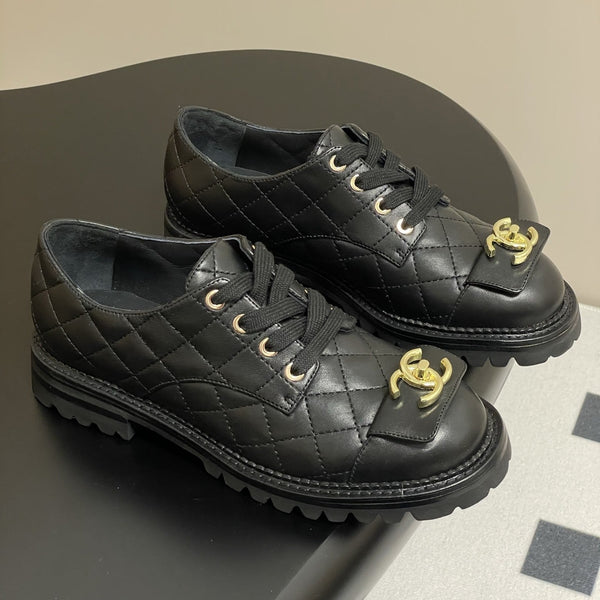 25K Double C Buckle Thick-Soled 25mm Loafer Black Lambskin 247709