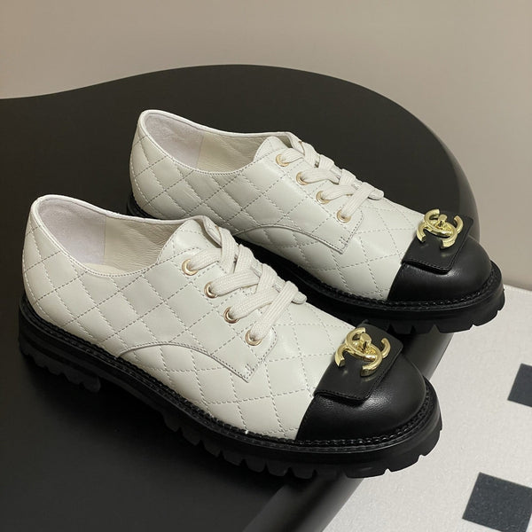 25K Double C Buckle Thick-Soled 25mm Loafer White Black Lambskin 247710