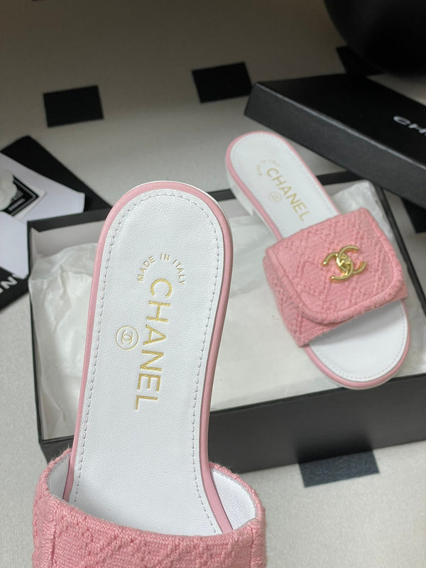 CC 25S Borsa con fibbia Mule Tessuto rosa Pelle di pecora bianca 247599