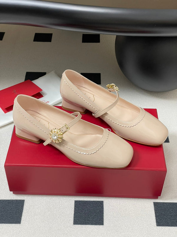 Viv 25 Mary Jane 2.5cm Beige Patent Calf Leather 247889