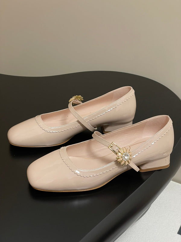 Viv 25 Mary Jane 2.5cm Beige Patent Calf Leather 247889