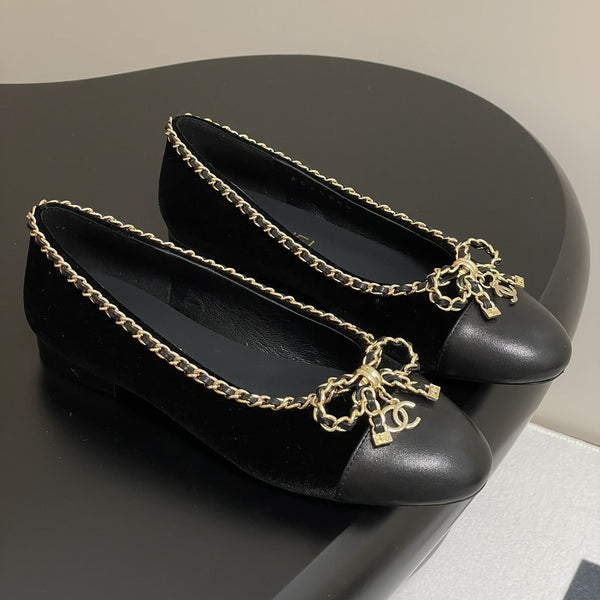 CC 25S 20mm Chain Bow Single Flat Black Velvet Sheepskin 247652