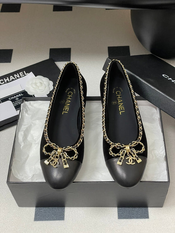 CC 25S 20mm Chain Bow Single Flat Black Velvet Sheepskin 247652