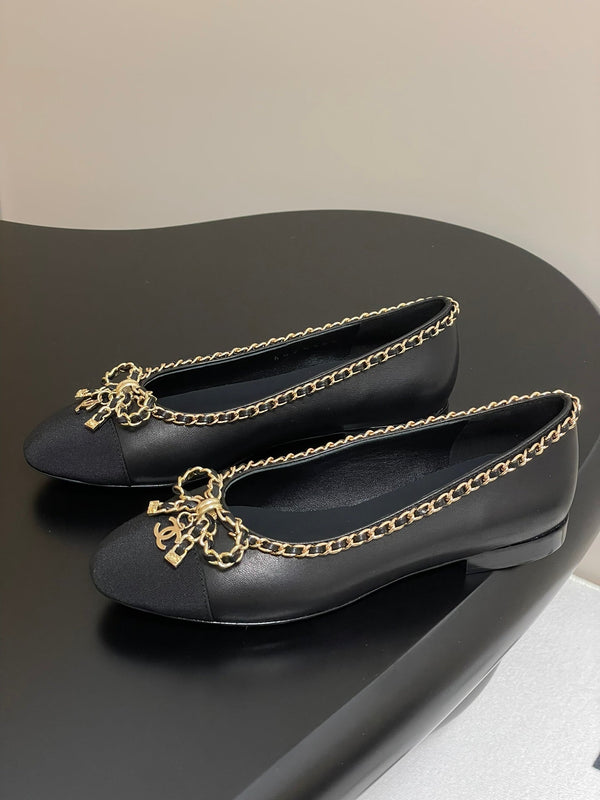 CC 25S 20mm Chain Bow Single Flat Black Sheepskin Grosgrain 247656