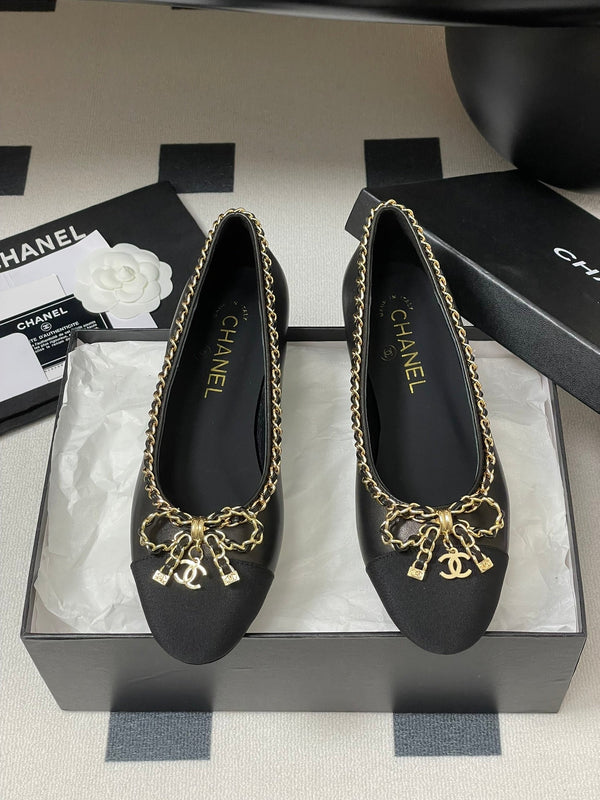 CC 25S 20mm Chain Bow Single Flat Black Sheepskin Grosgrain 247656