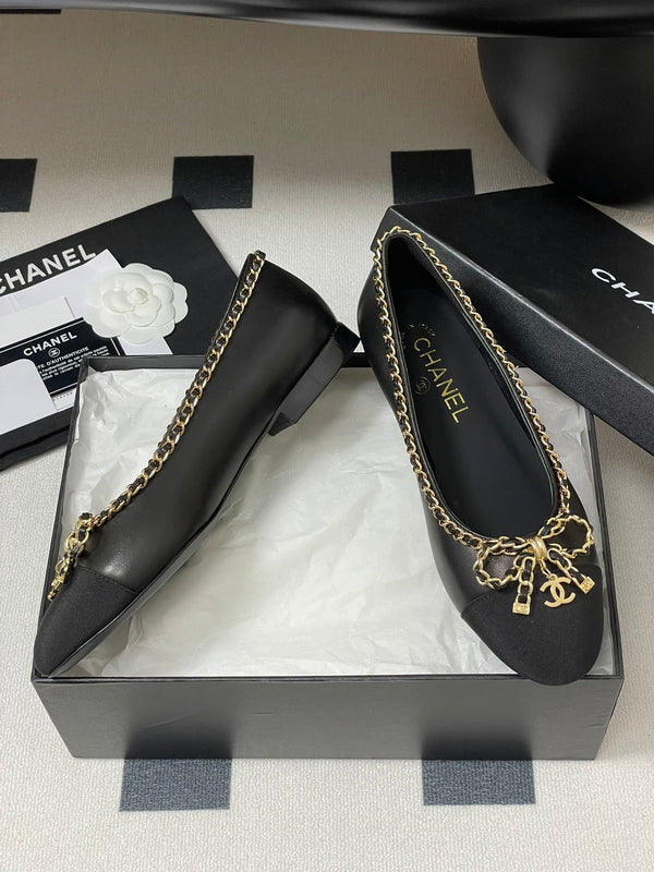 CC 25S 20mm Chain Bow Single Flat Black Sheepskin Grosgrain 247656