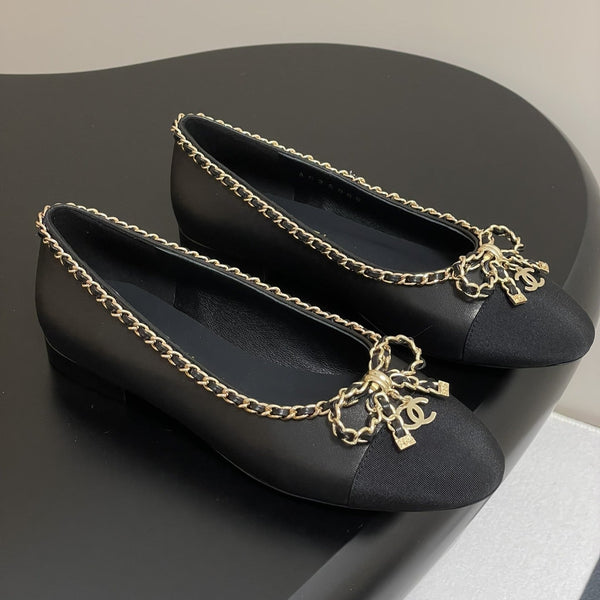 CC 25S 20mm Chain Bow Single Flat Black Sheepskin Grosgrain 247656