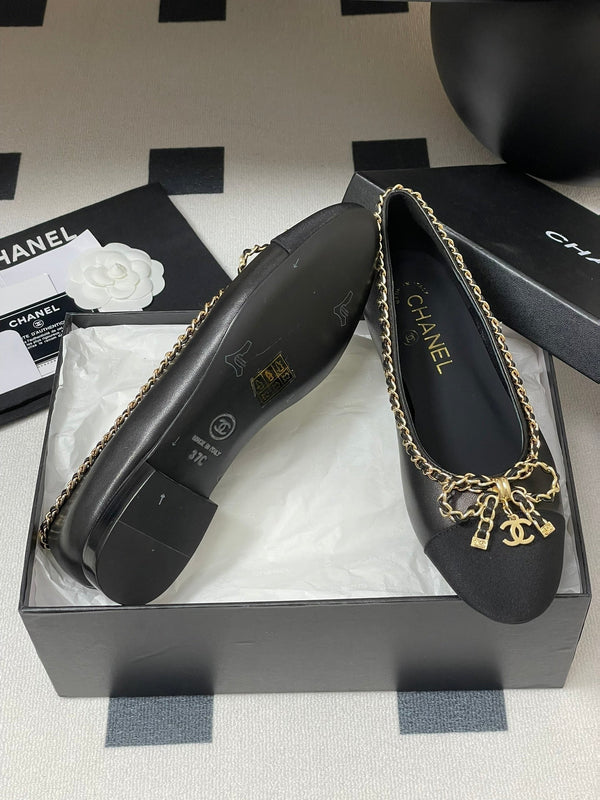 CC 25S 20mm Chain Bow Single Flat Black Sheepskin Grosgrain 247656