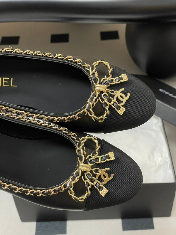 CC 25S 20mm Chain Bow Single Flat Black Sheepskin Grosgrain 247656