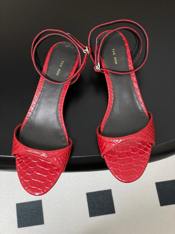The Row 25S Strap High Heel Sandals 35mm Red Snake Pattern Cowhide 286195