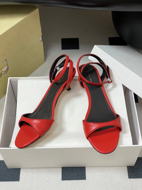 Sandali con tacco alto e cinturino The Row 25S in pelle di pecora rossa da 35 mm 286198