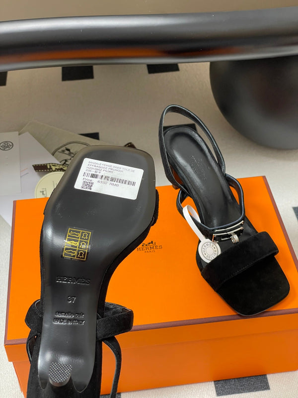 HM Glamour Slingback Black Sheepskin 314033