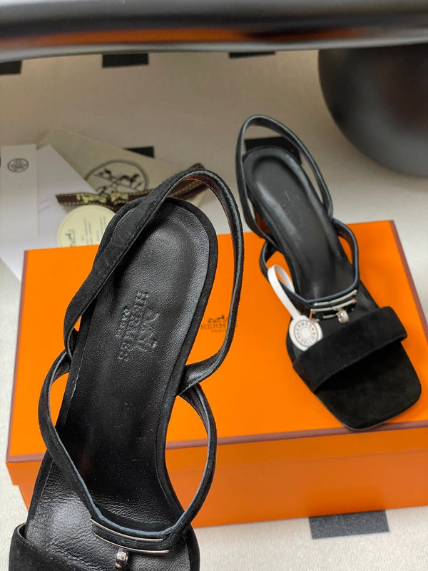 HM Glamour Slingback Black Sheepskin 314033