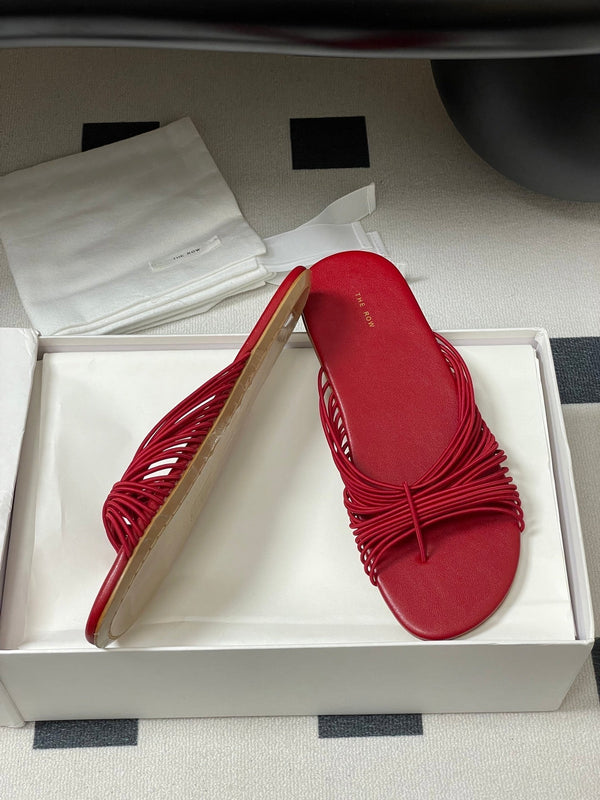 The Row Sara Slide Sandal In Red Elastic And Leather 345203