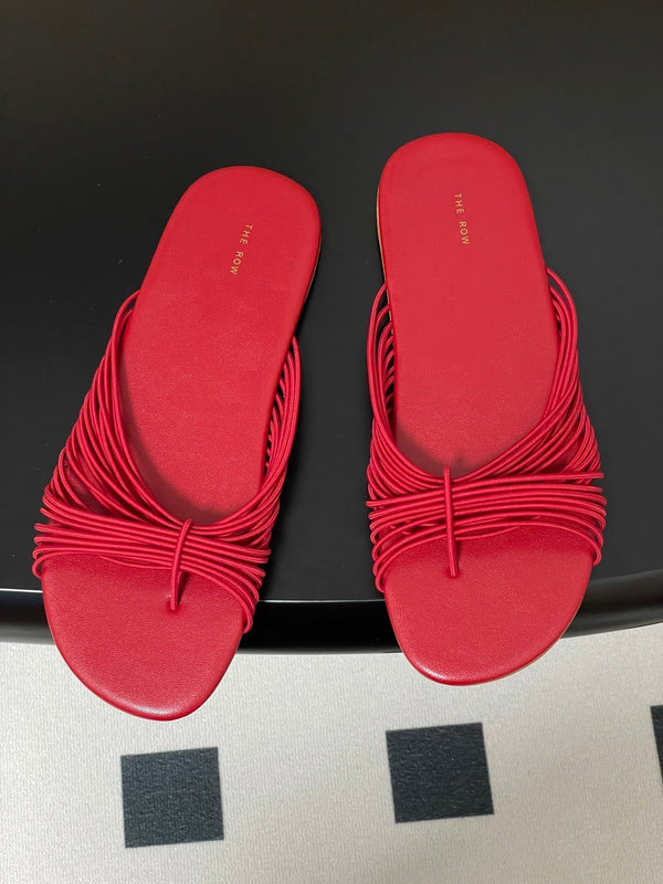 The Row Sara Slide Sandal In Red Elastic And Leather 345203