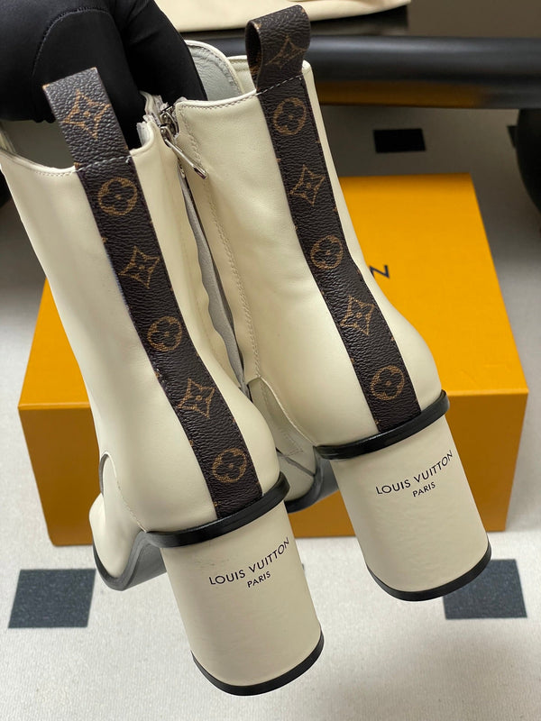 LV Berlin Open Toe Ankle Boot 85mm White Calfskin 416734