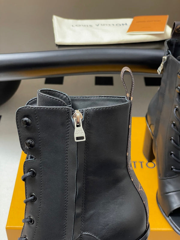 LV Berlin Open Toe Ankle Boot 85mm Black Calfskin 416735