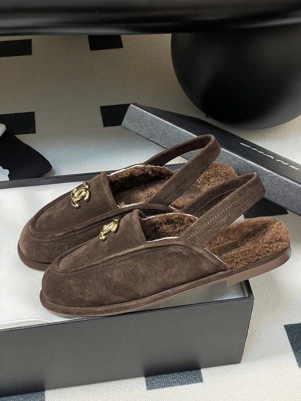 CC 25A Slingback Loafer Chocolate Sherpa Suede