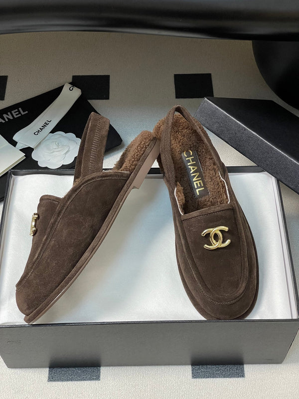 CC 25A Slingback Loafer Chocolate Sherpa Suede