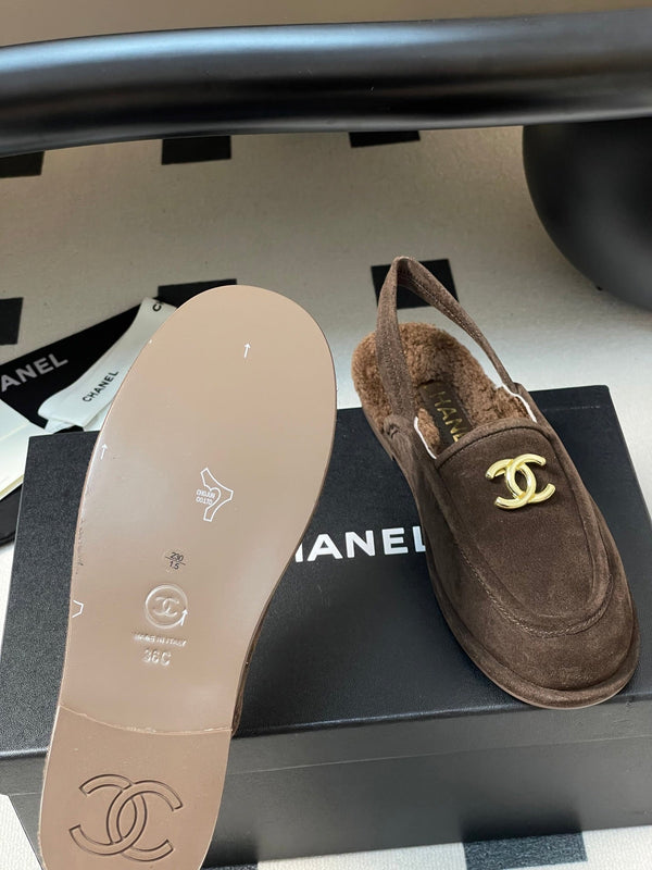 CC 25A Slingback Loafer Chocolate Sherpa Suede