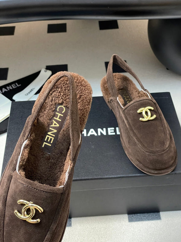CC 25A Slingback Loafer Chocolate Sherpa Suede