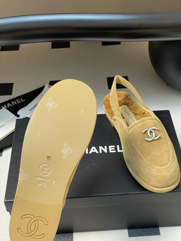 CC 25A Slingback Loafer Beige Sherpa Suede