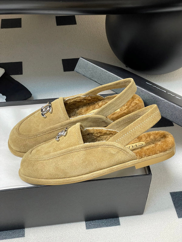 CC 25A Slingback Loafer Beige Sherpa Suede