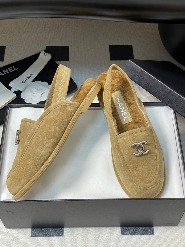 CC 25A Slingback Loafer Beige Sherpa Suede