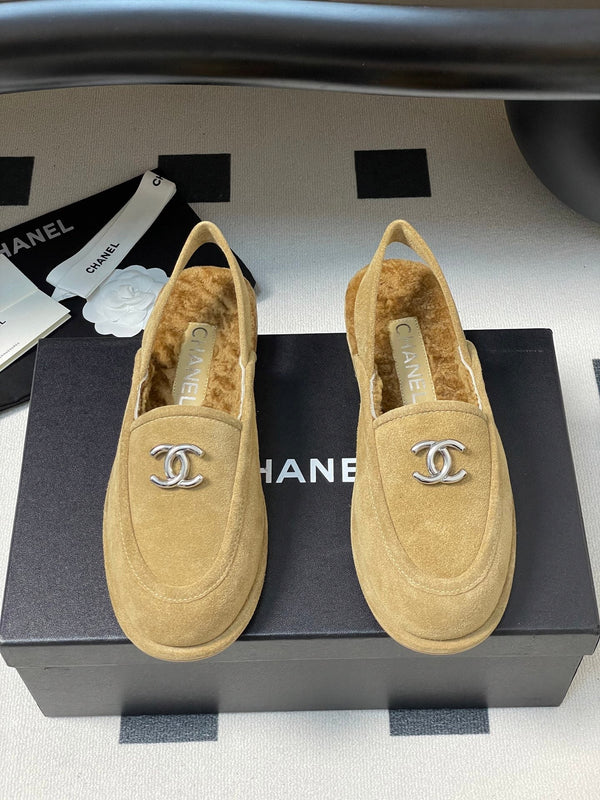 CC 25A Slingback Loafer Beige Sherpa Suede