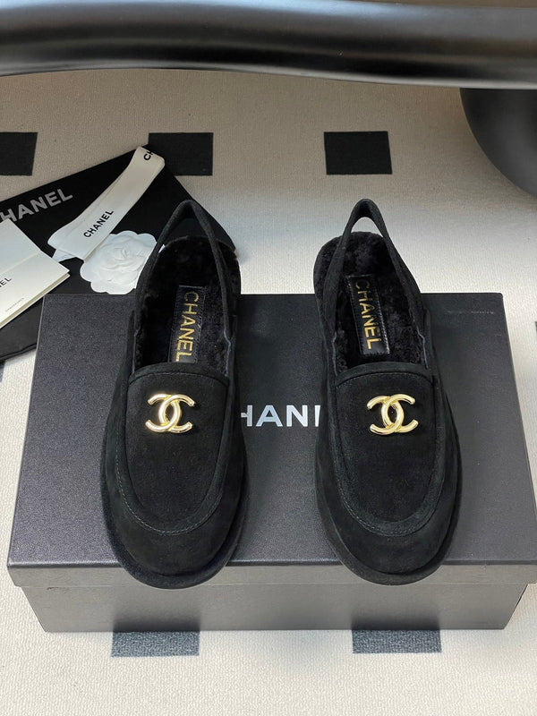 CC 25A Slingback Loafer Black Sherpa Suede